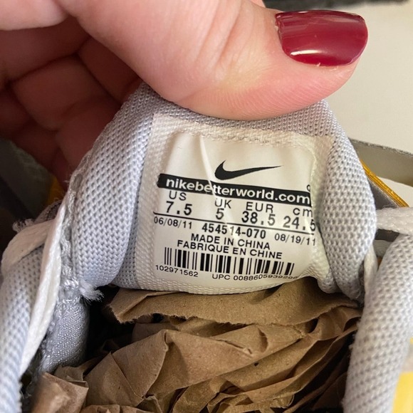 Nike | Grey Yellow Lunarlon Womans Sneaker 7.5 - Picture 7 of 7